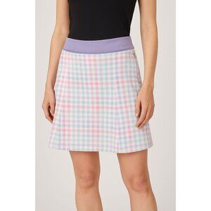 RLX Ralph Lauren Golf Skort Pastel Gingham Wicking Skirt w/Shorts Sz Small